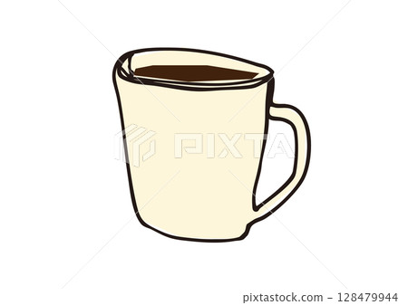 咖啡杯插圖的鬆散線條畫 咖啡杯插圖的鬆散線條畫 128479944