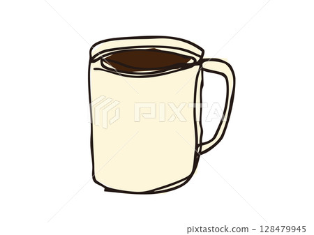 咖啡杯插圖的鬆散線條畫 咖啡杯插圖的鬆散線條畫 128479945