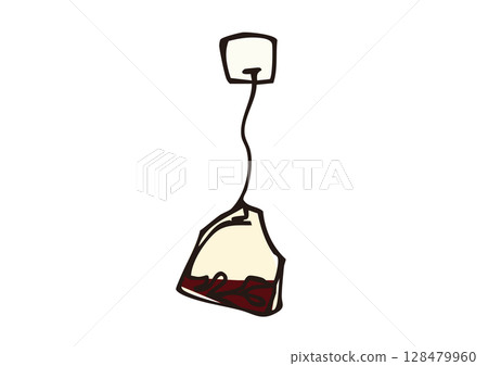 Tea bag hand drawn line illustration Tea bag hand drawn line illustration 128479960