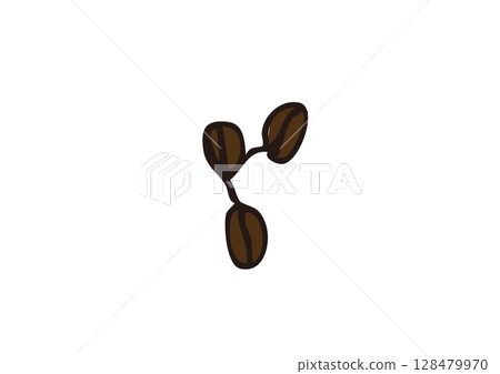 咖啡豆手繪線條藝術插圖 咖啡豆手繪線條藝術插圖 128479970