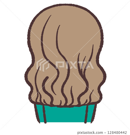 Illustration of a woman with perm facing backwards 128480442