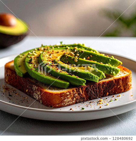 avocado toast, avocado, toast, bread, healthy food, brunch, olive oil, egg toast, easy recipe, superfood, lemon juice, herb topping, cafe menu, sliced avocado, nutritious, breakfast dish, crunchy toas 128480692