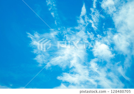 "Clouds blowing in the wind and the wide blue sky" 128480705