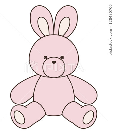 Vector illustration of a cute stuffed rabbit. Rabbit, icon, sitting 128480706