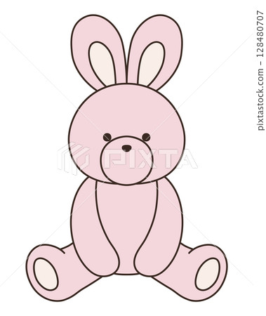 Vector illustration of a cute stuffed rabbit. Rabbit, icon, sitting 128480707