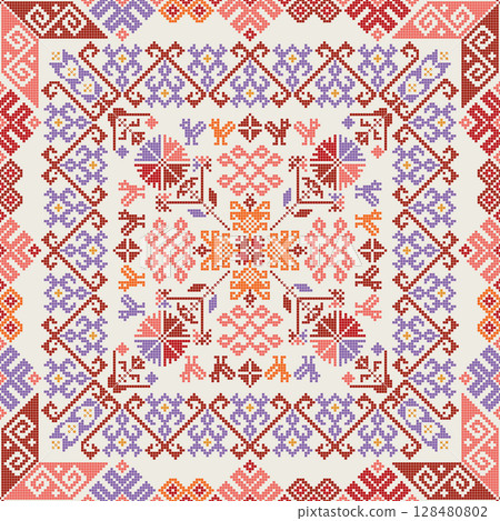 Mexican Teenek embroidery pattern 45 Mexican Teenek embroidery pattern 45 128480802