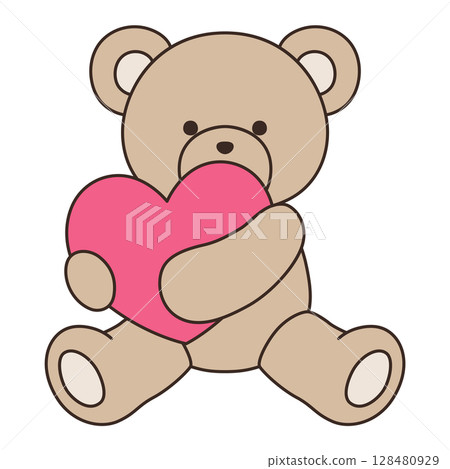 Vector illustration of a cute teddy bear. Bear, icon, sitting, heart, teddy bear Vector illustration of a cute teddy bear. Bear, icon, sitting, heart, teddy bear 128480929