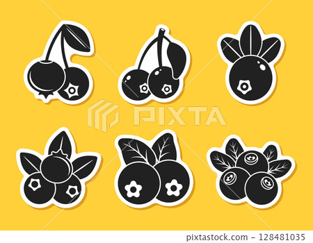 Cranberry fruit sticker icon set collection in flat style. Lingonberry poster vector illustration on isolated background. Fresh berry sign business concept. 128481035