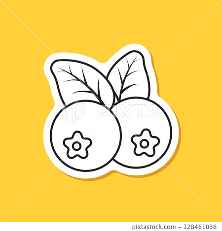 Cranberry fruit sticker icon in flat style. Lingonberry poster vector illustration on isolated background. Fresh berry sign business concept. 128481036