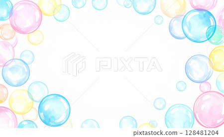 Colorful soap bubbles watercolor style 128481204