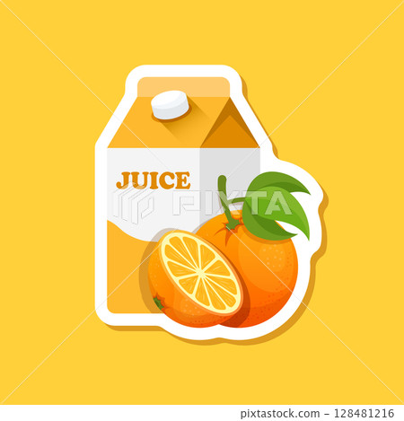Orange juice paper sticker icon in flat style. Fruit drink vector illustration on isolated background. Fresh juice sign business concept. Orange juice paper sticker icon in flat style. Fruit drink vector illustration on isolated background. Fresh juice sign business concept. 128481216