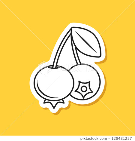 Blueberry fruit paper sticker icon in flat style. Bilberry vector illustration on isolated background. Sweet berry sign business concept. Blueberry fruit paper sticker icon in flat style. Bilberry vector illustration on isolated background. Sweet berry sign business concept. 128481237