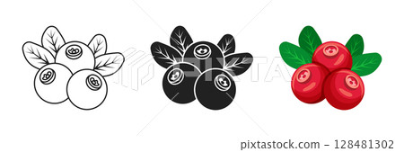 Cranberry fruit icon set collection in flat style. Lingonberry vector illustration on isolated background. Fresh berry sign business concept. Cranberry fruit icon set collection in flat style. Lingonberry vector illustration on isolated background. Fresh berry sign business concept. 128481302