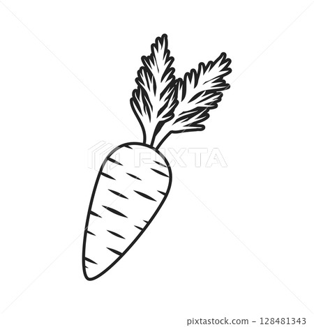 Carrot vegetable icon in flat style. Healthy food vector illustration on isolated background. Natural meal sign business concept. 128481343