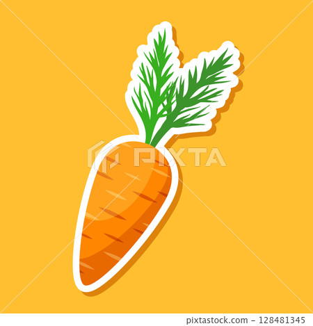 Carrot vegetable icon in flat style. Healthy food vector illustration on isolated background. Natural meal sign business concept. 128481345