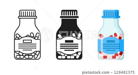 Pill icon set collection in flat style. Drug vector illustration on isolated background. Medicine pharmacy sign business concept. Pill icon set collection in flat style. Drug vector illustration on isolated background. Medicine pharmacy sign business concept. 128481375