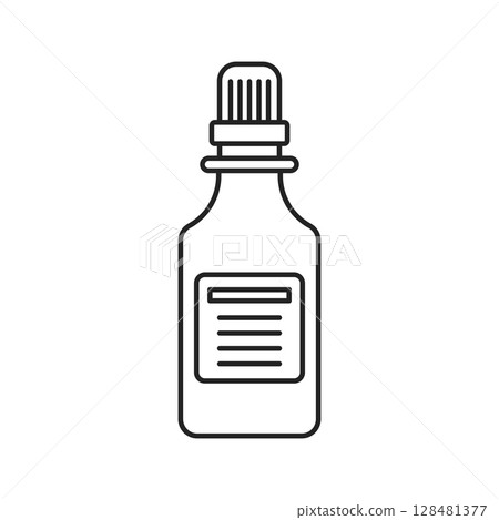 Pill icon in flat style. Drug vector illustration on isolated background. Medicine pharmacy sign business concept. 128481377