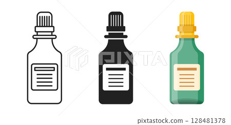 Pill icon set collection in flat style. Drug vector illustration on isolated background. Medicine pharmacy sign business concept. 128481378