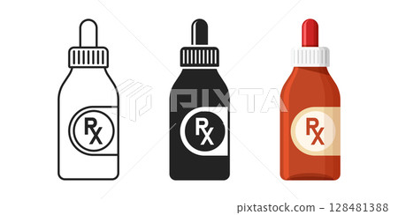 Pill icon set collection in flat style. Drug vector illustration on isolated background. Medicine pharmacy sign business concept. 128481388