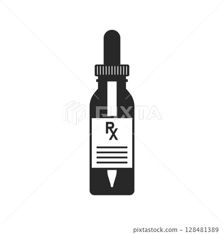 Pill icon in flat style. Drug vector illustration on isolated background. Medicine pharmacy sign business concept. 128481389