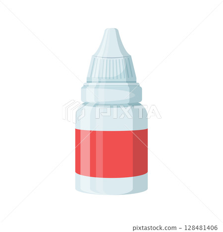 Pipette with oil drop icon in flat style. Dropper bottle vector illustration on isolated background. Medical tube sign business concept. 128481406