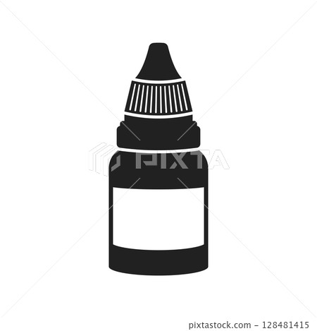 Pipette with oil drop icon in flat style. Dropper bottle vector illustration on isolated background. Medical tube sign business concept. Pipette with oil drop icon in flat style. Dropper bottle vector illustration on isolated background. Medical tube sign business concept. 128481415