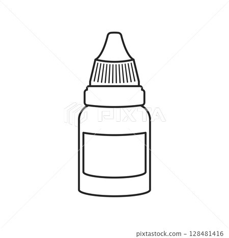 Pipette with oil drop icon in flat style. Dropper bottle vector illustration on isolated background. Medical tube sign business concept. 128481416