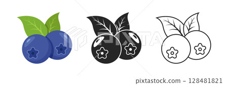 Blueberry fruit icon in flat style. Bilberry vector illustration on isolated background. Sweet berry sign business concept. 128481821