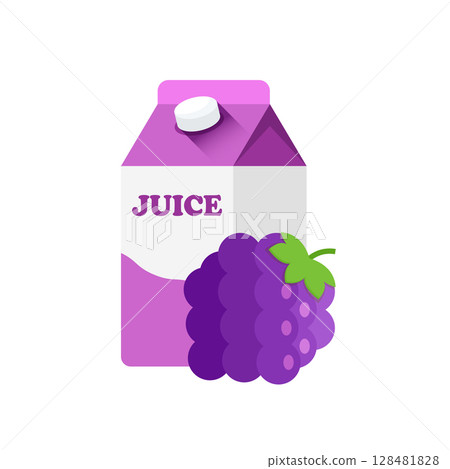 Grape juice icon in flat style. Grapefruit drink vector illustration on isolated background. Healthy cocktail sign business concept. 128481828