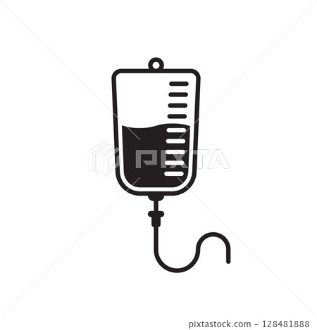 Blood bag icon in flat style. Medical care vector illustration on isolated background. Blood donation sign business concept. 128481888