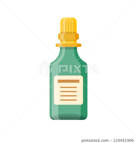 Pill icon in flat style. Drug vector illustration on isolated background. Medicine pharmacy sign business concept. 128481906