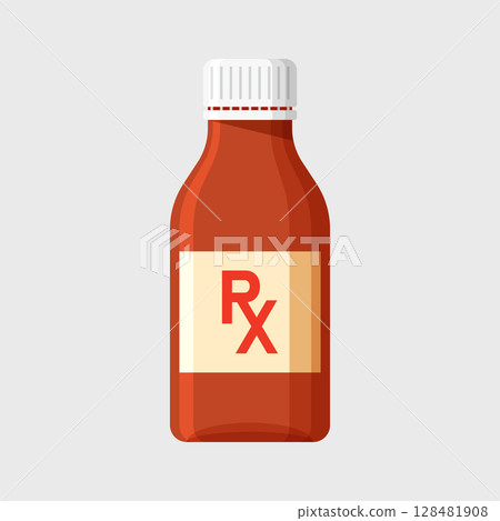 Pill icon in flat style. Drug vector illustration on isolated background. Medicine pharmacy sign business concept. 128481908