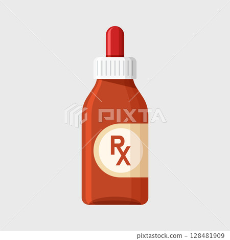 Pill icon in flat style. Drug vector illustration on isolated background. Medicine pharmacy sign business concept. 128481909
