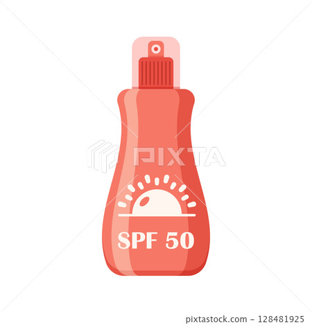 Sunscreen cream icon in flat style. Skin protection vector illustration on isolated background. Skincare pharmacy sign business concept. Sunscreen cream icon in flat style. Skin protection vector illustration on isolated background. Skincare pharmacy sign business concept. 128481925