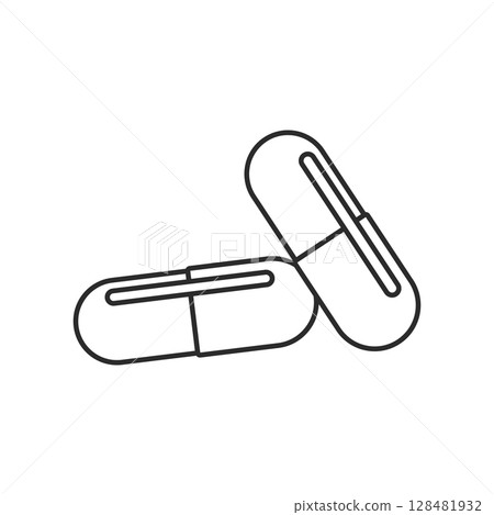 Pill icon in flat style. Drug vector illustration on isolated background. Medicine pharmacy sign business concept. Pill icon in flat style. Drug vector illustration on isolated background. Medicine pharmacy sign business concept. 128481932
