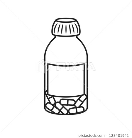 Pill icon in flat style. Drug vector illustration on isolated background. Medicine pharmacy sign business concept. 128481941