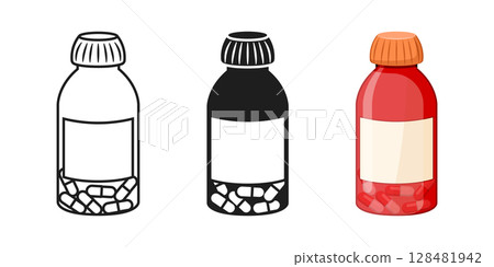 Pill icon set collection in flat style. Drug vector illustration on isolated background. Medicine pharmacy sign business concept. 128481942