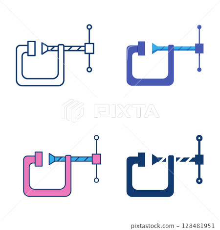Vice clamp flat and line icon set Vice clamp flat and line icon set 128481951