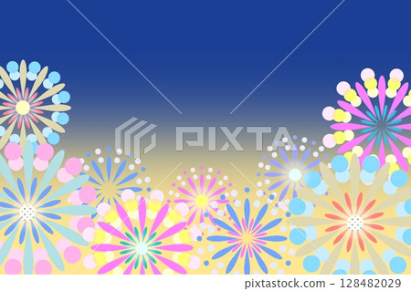 五彩繽紛的煙火框架背景 128482029