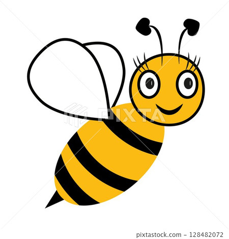 Bee in cartoon style. Cheerful bee. Bee for children. Vector illustration. eps10 128482072