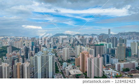 July 12 2025 Cityscape of Kowloon Peninsula, Hong Kong Skyline 128482425