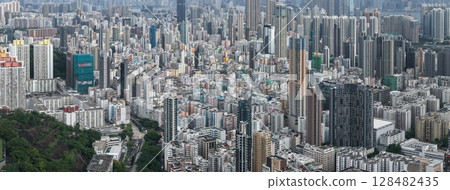 July 12 2021 Contrast of Old and New Buildings Hong Kong 128482435