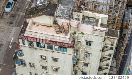 July 12 2025 Historic Tong Lau Tenement Building in Hong Kong 128482439