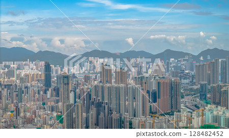 July 12 2025 Cityscape of Kowloon Peninsula, Hong Kong Skyline 128482452
