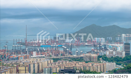 July 12 2025 Kwai Chung Container Terminal in Hong Kong Harbor 128482479