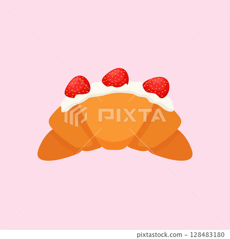 Strawberry cream croissant 128483180