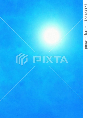 Illustration material of blue sky with a dazzling sun in the upper right 128483471