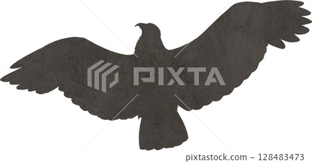 Illustration material of silhouettes of birds such as hawks, eagles, and kites 128483473