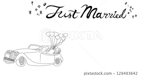 婚禮邀請卡設計，汽車婚禮，汽車，氣球 128483642