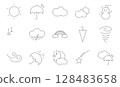 Simple weather icon set - 15 monochrome line illustrations 128483658
